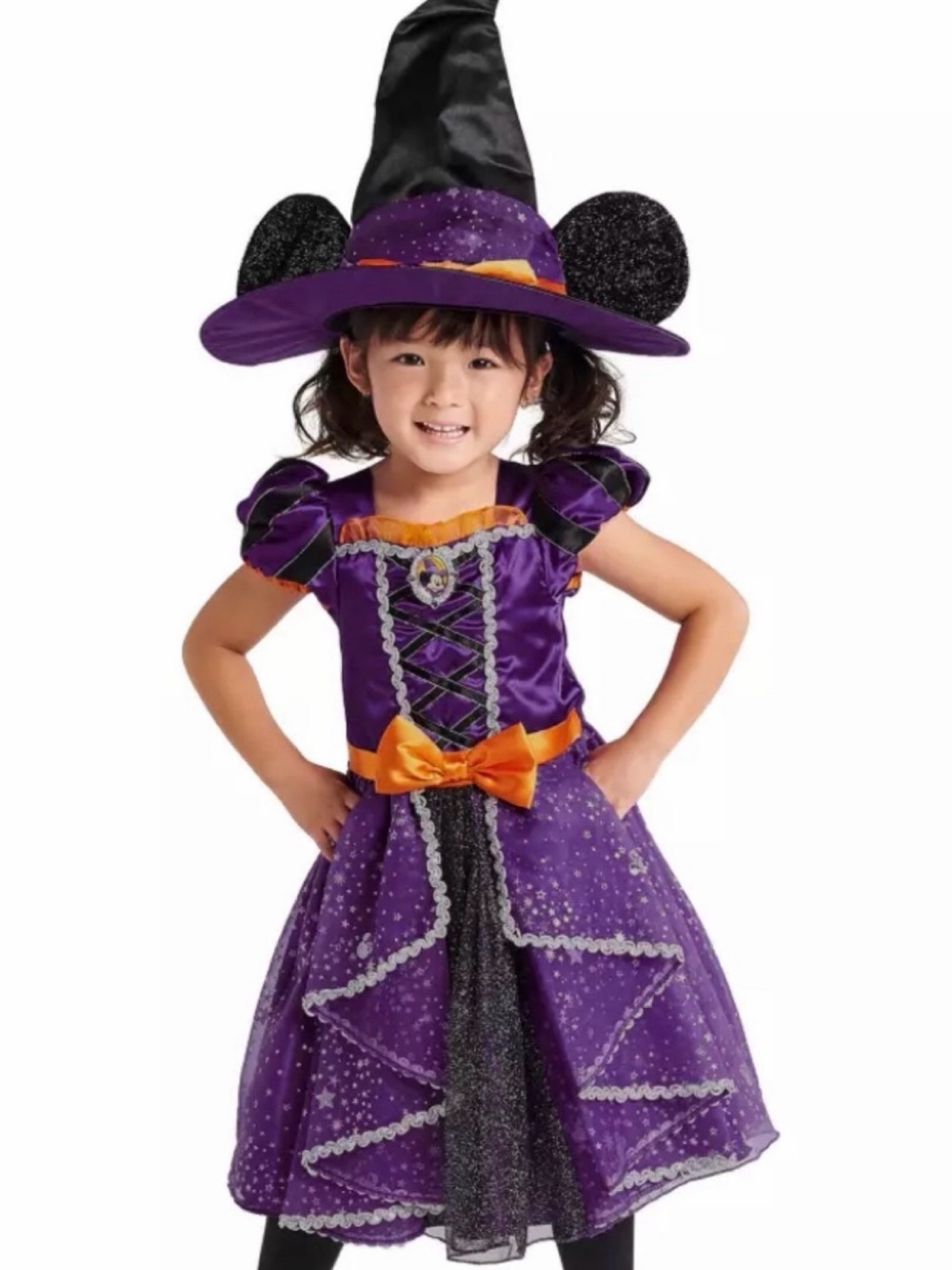 Disney Parks Girls’ BBB Boutique Purple Minnie Witch Costume Dress w/Hat Sz 7-8